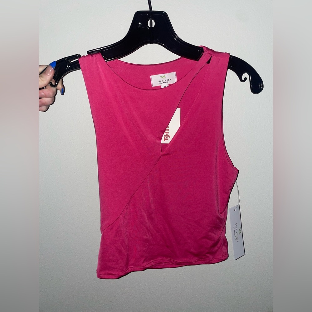 hot pink cutout shirt
